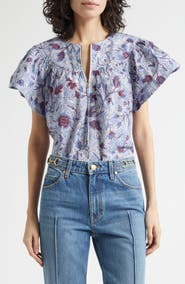 Ulla Johnson Perline Floral Print Silk Top