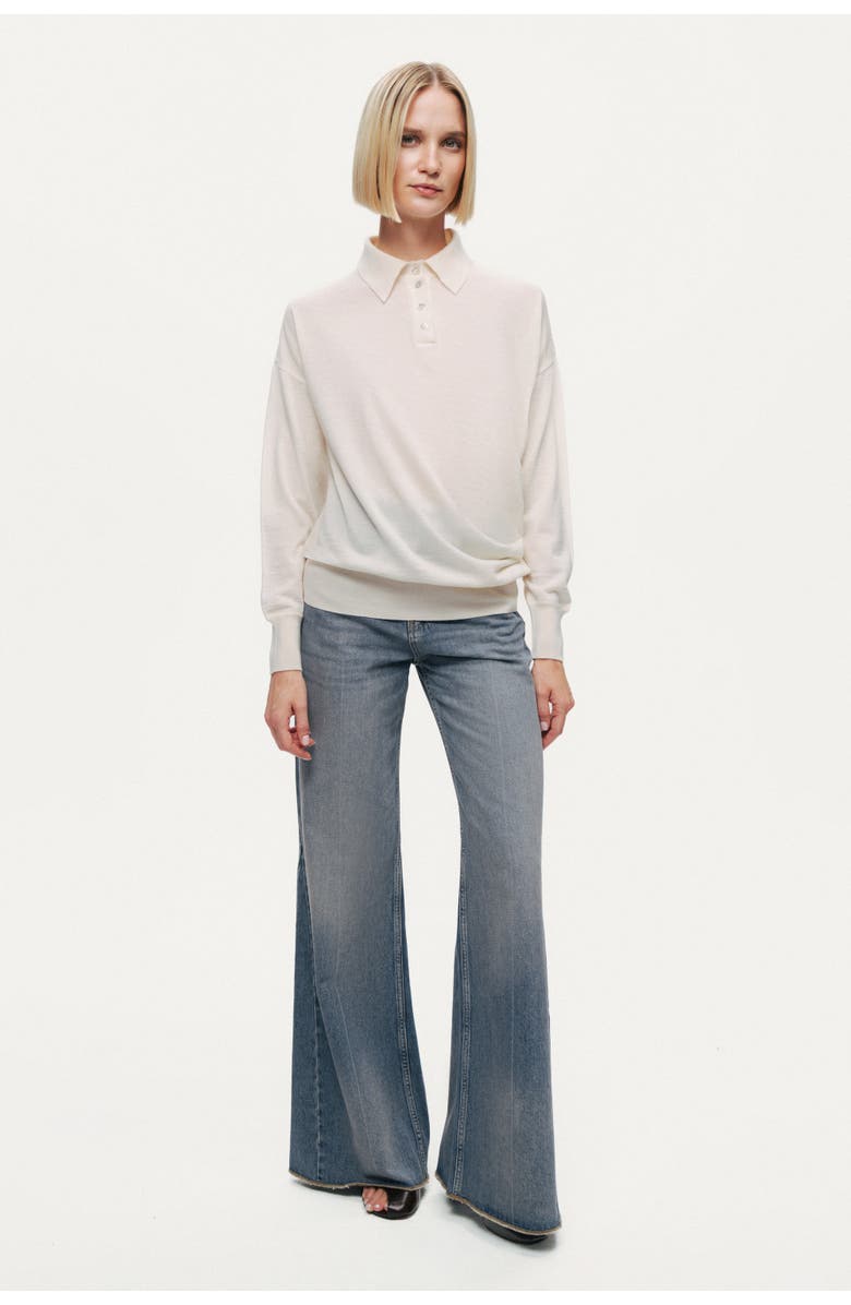 Nocturne Relaxed Polo Knit Sweater, Alternate, color, Ivory