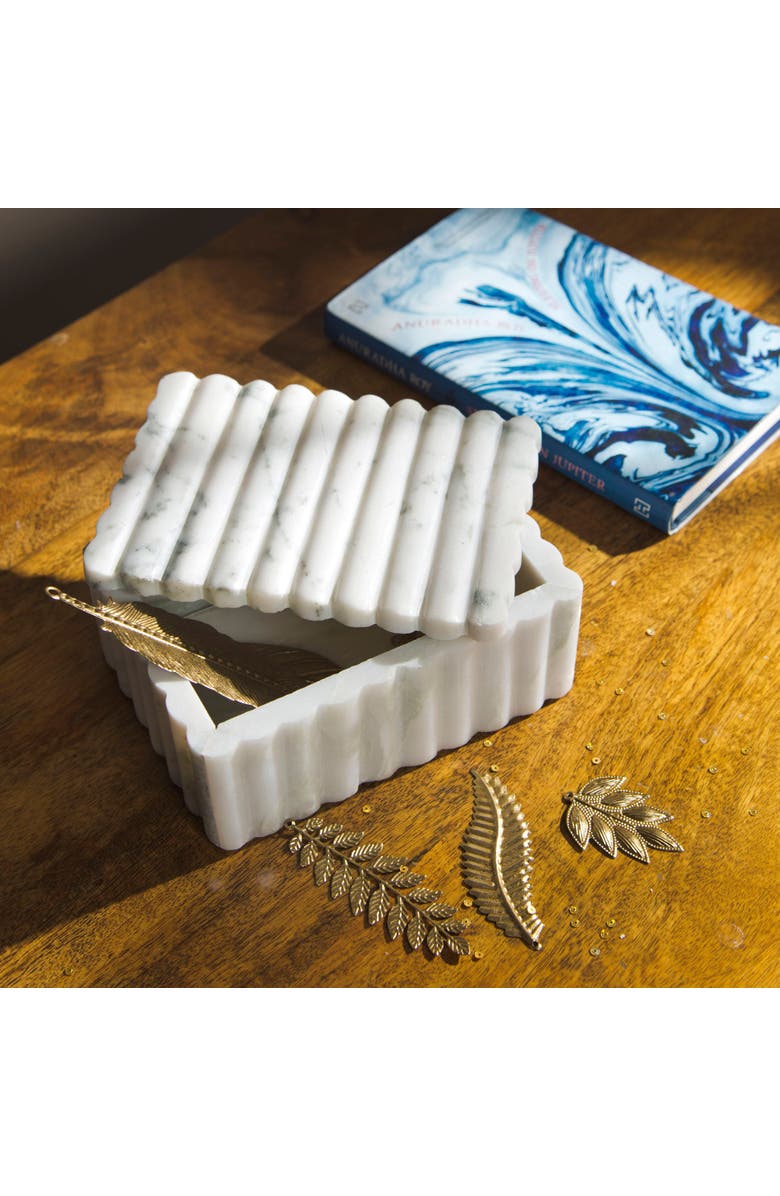 Mela Artisans Sculpted Marble Box, Alternate, color, White
