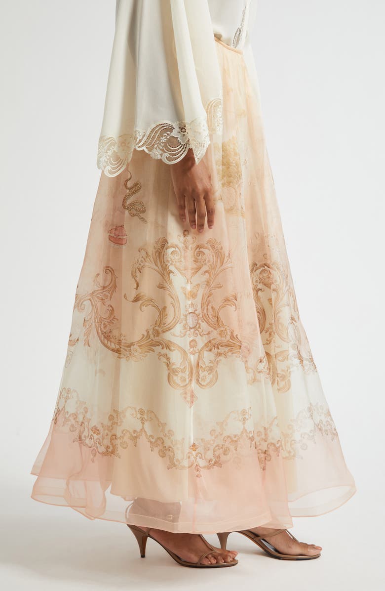 Zimmermann Hypnotic Silk Organza A-Line Skirt, Alternate, color, Map Print