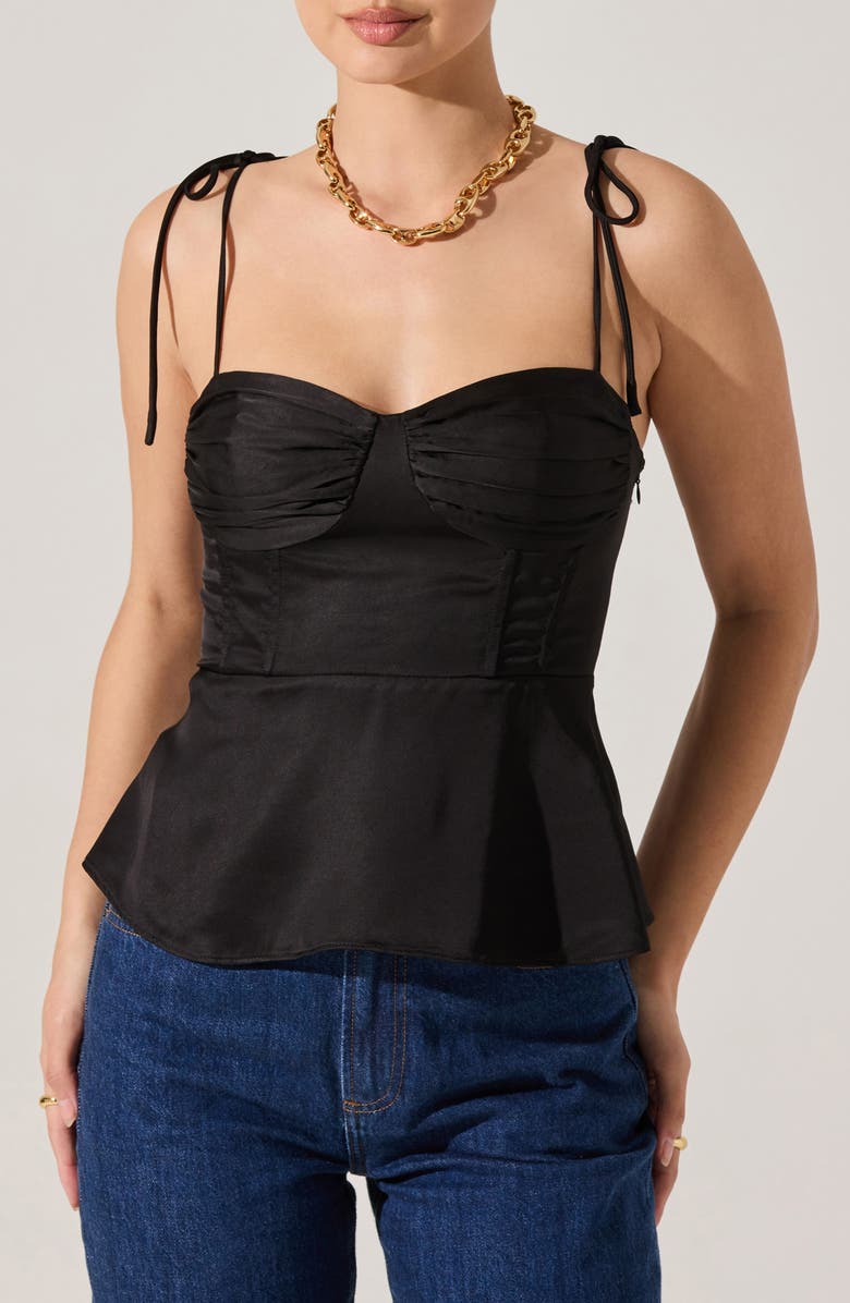 ASTR the Label Selina Bustier Peplum Top, Main, color, Black