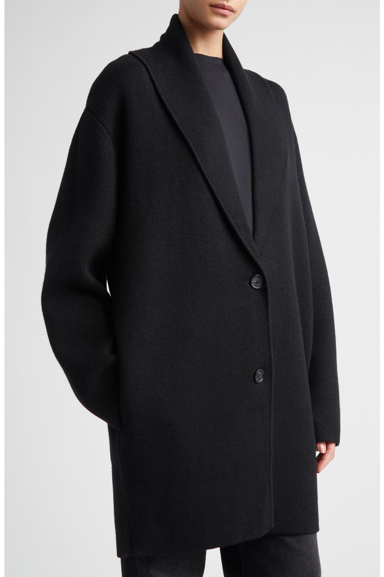 Belted Shawl Collar Wool Cardigan, Alternate, color, BLACK