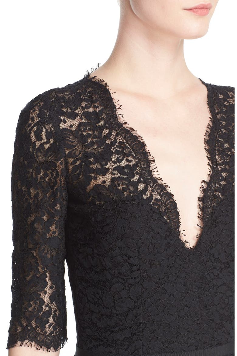 Lace A-Line Cocktail Dress, Alternate, color, BLACK