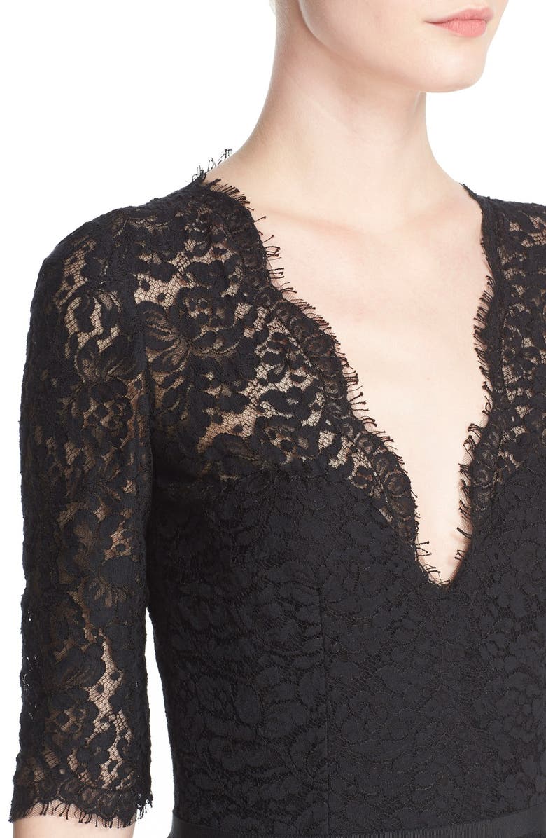 Carolina Herrera Lace A-Line Cocktail Dress, Alternate, color,