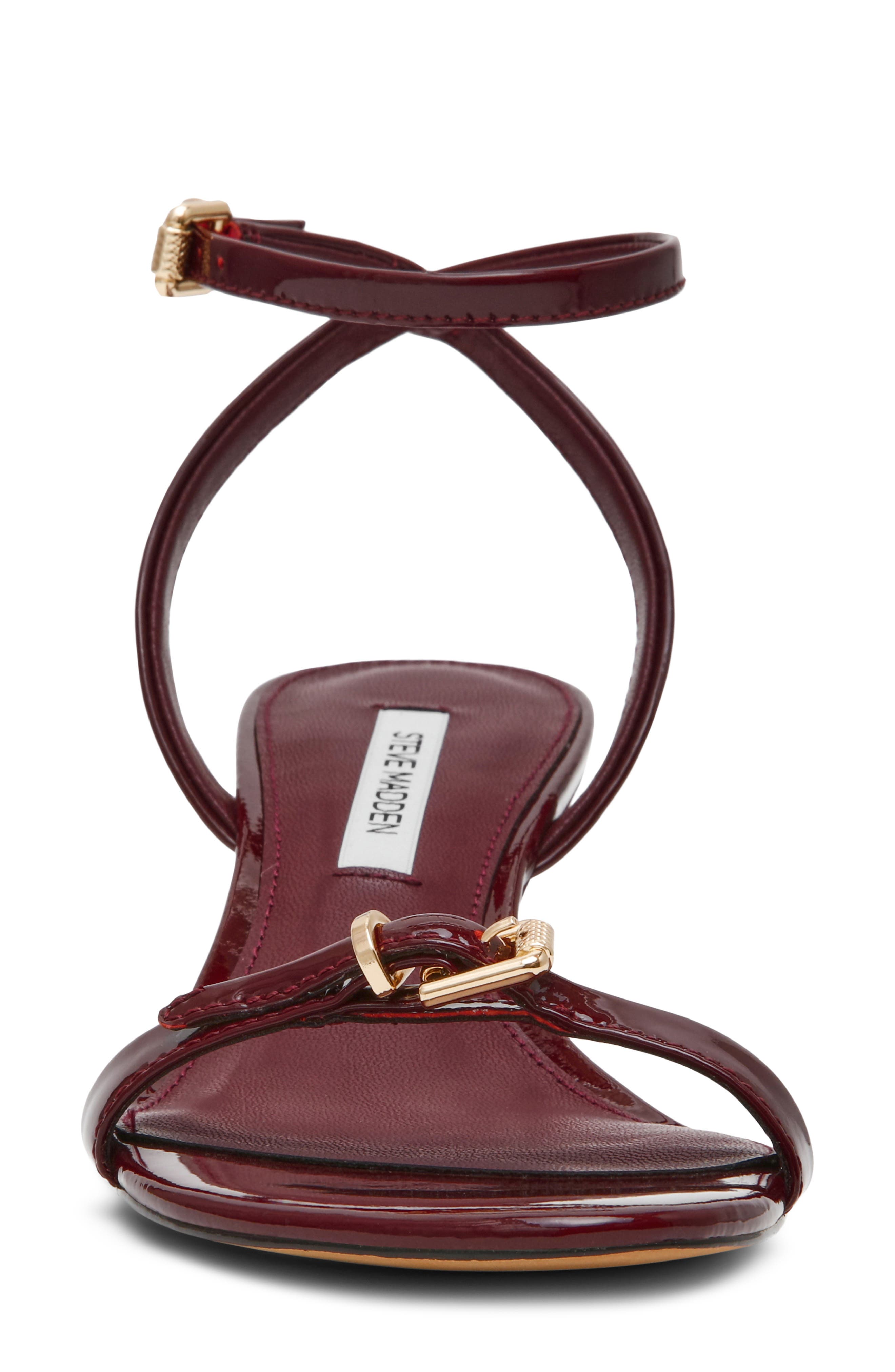 Zaloma Ankle Strap Wedge Sandal, Alternate, color, BURGUNDY PATENT