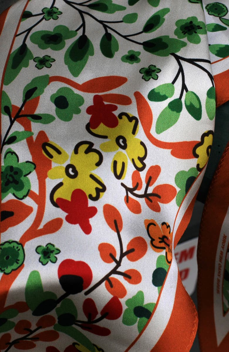 Jessie Zhao New York Silk Diamond Scarf Of Afternoon Garden, Alternate, color, Brown