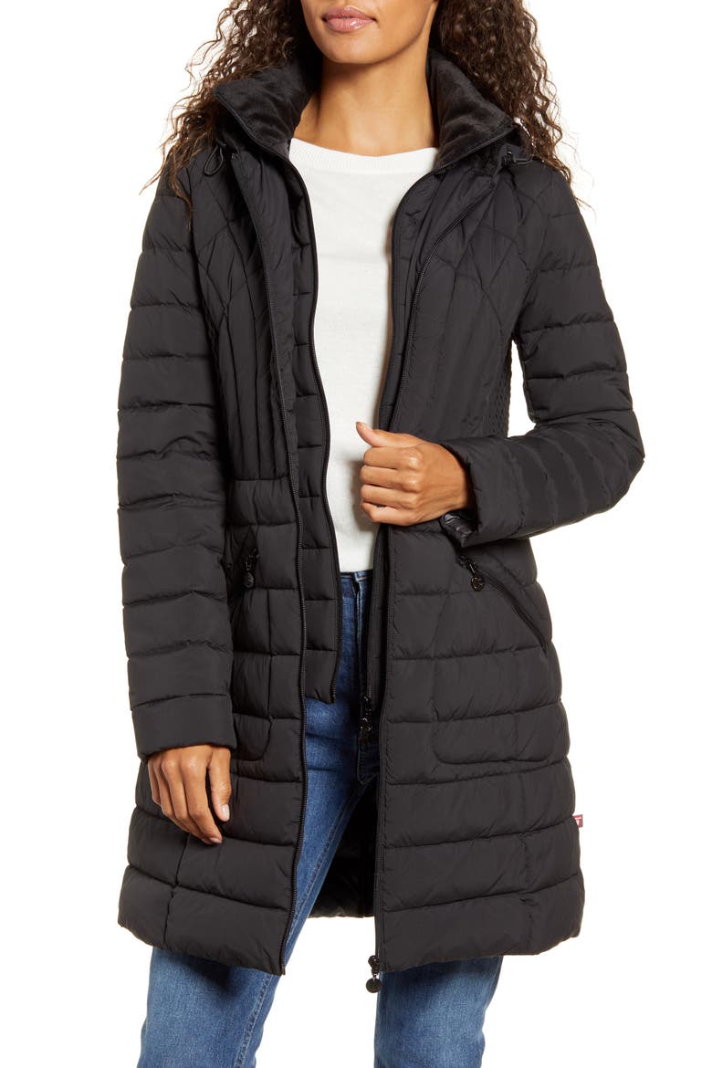 Down & PrimaLoft® Walker Jacket, Main, color, BLACK