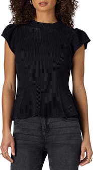Wit & Wisdom Flutter Sleeve Rib Top