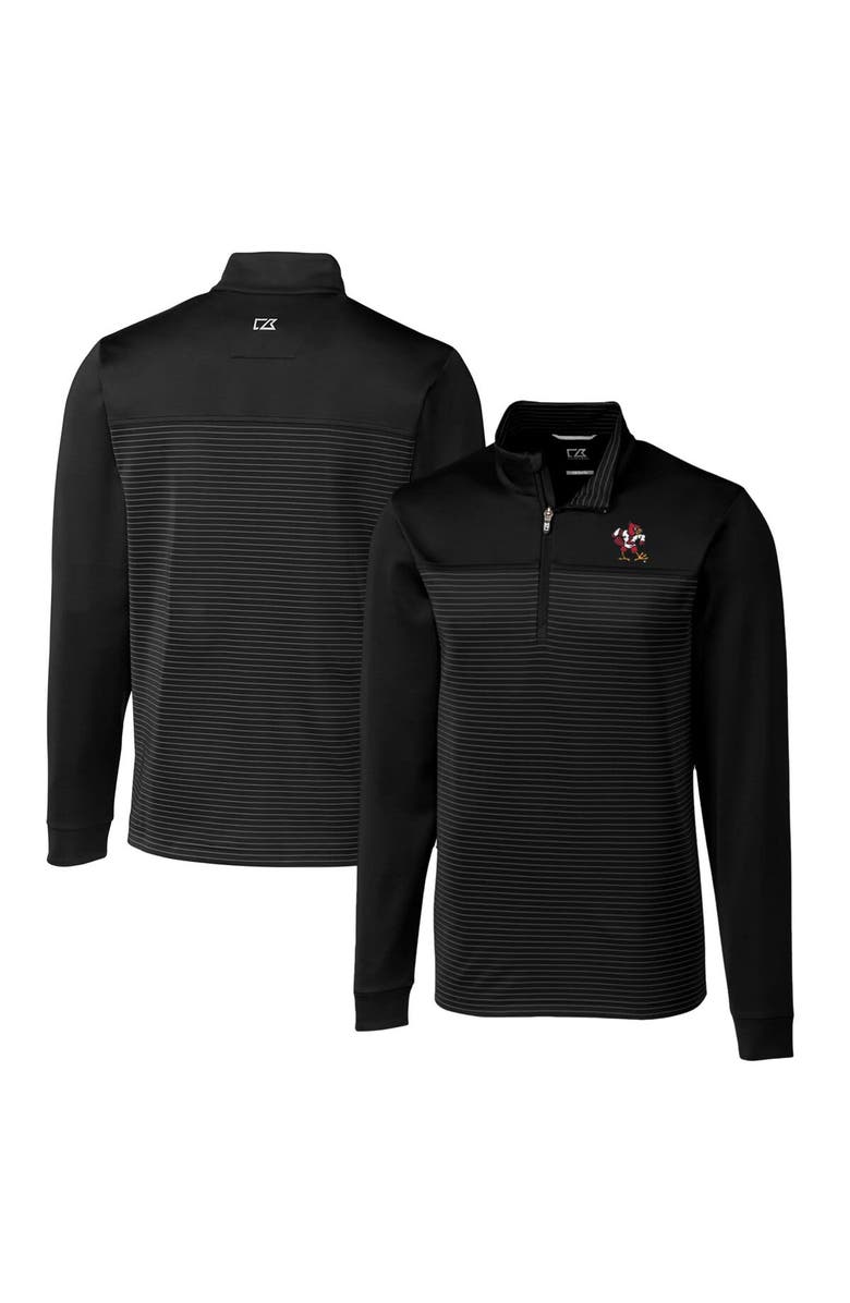 Cutter & Buck Men's Cutter & Buck Black Louisville Cardinals Big & Tall Traverse Stripe Stretch Quarter-Zip Pullover Top, Main, color, Black