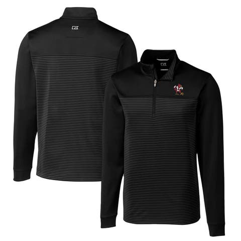 Men's Cutter & Buck Black Louisville Cardinals Big & Tall Traverse Stripe Stretch Quarter-Zip Pullover Top