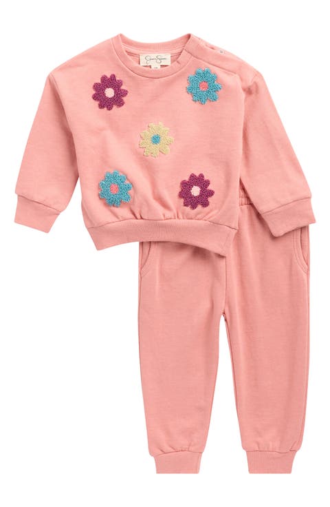 French Terry Flowers Sweatshirt & Joggers Set (Baby)