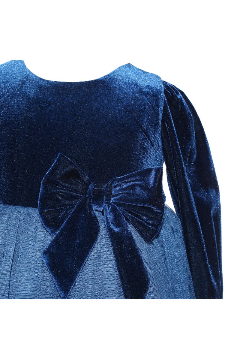 Popatu Kids' Long Sleeve Velvet & Tulle Party Dress, Alternate, color, Navy