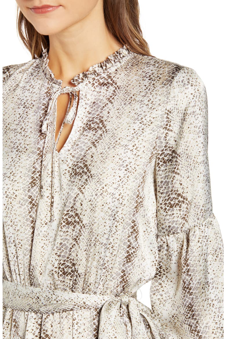 Gibson x City Safari Tara Gibson Tie Neck Satin Dress, Alternate, color, SILVER SNAKE