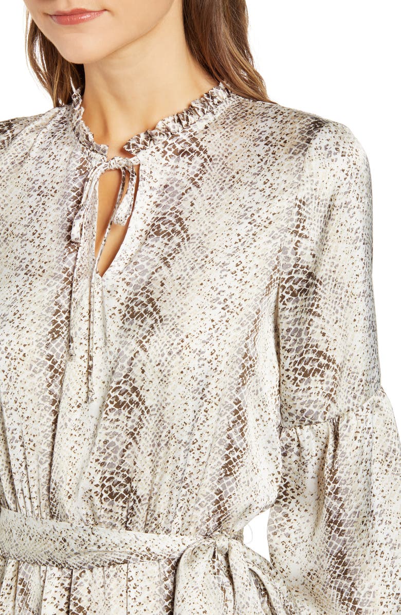 GIBSONLOOK Gibson x City Safari Tara Gibson Tie Neck Satin Dress, Alternate, color,