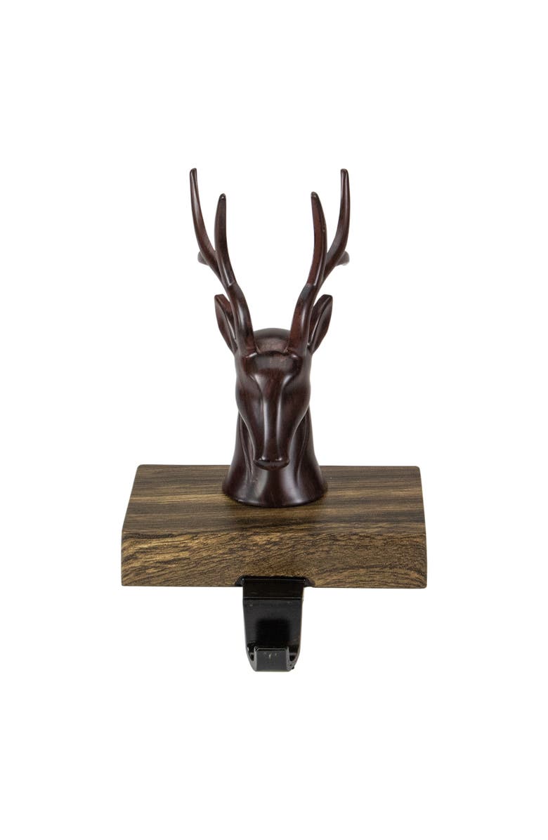 Northlight 7.5" Brown Marbled Buck Deer Head Christmas Stocking Holder, Main, color, Brown
