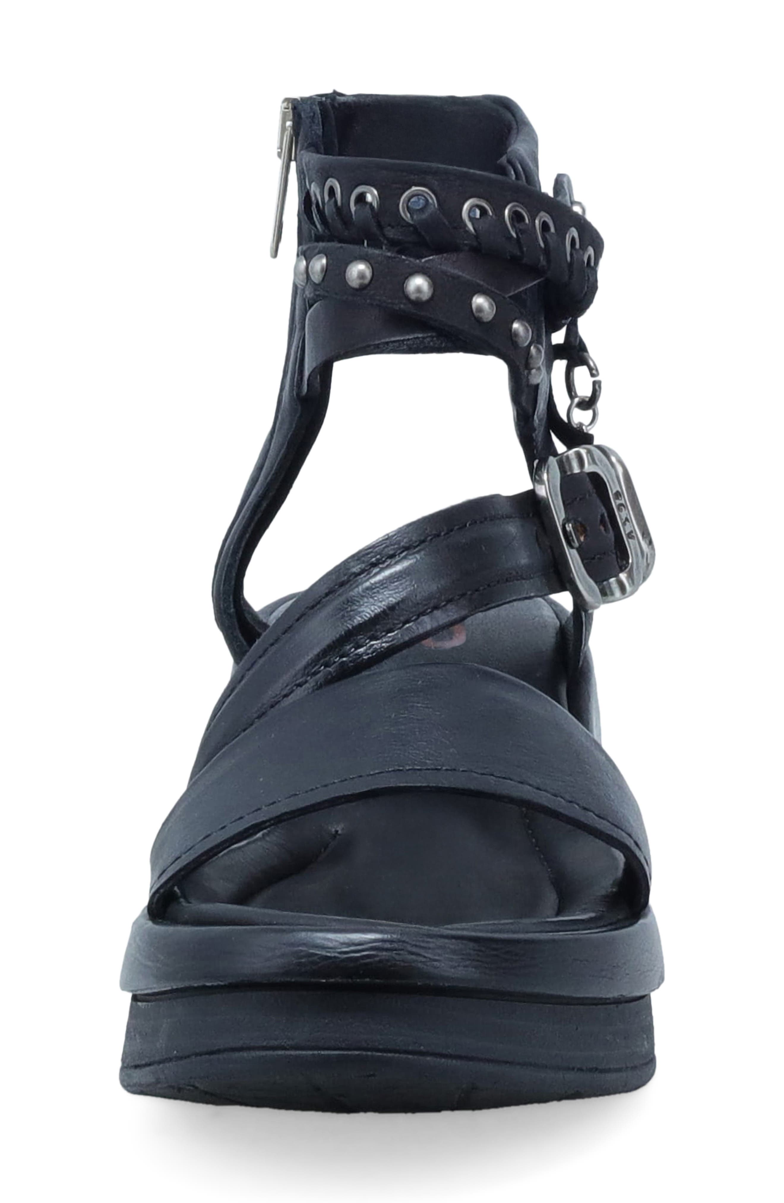 A.S.98 Spaulding Ankle Strap Sandal, Alternate, color, Black