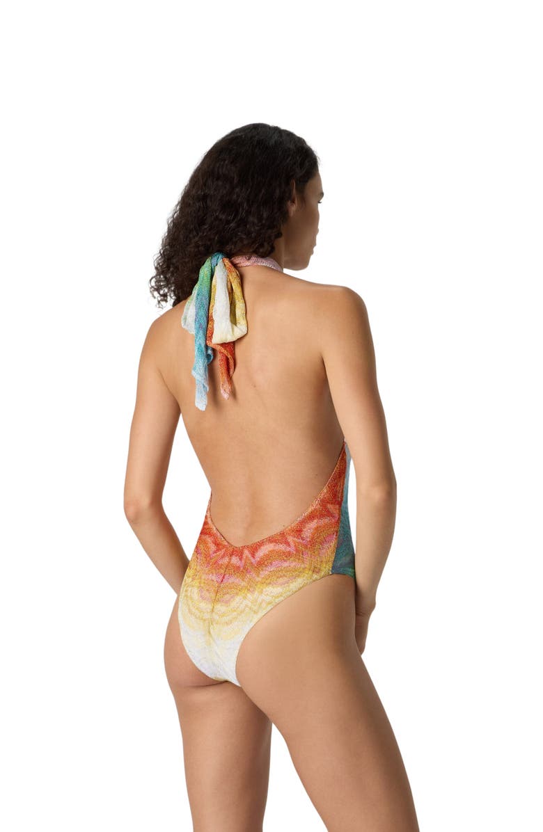 Missoni One-piece Swimsuit In Shaded Lamé Viscose With Cut-out Detail, Alternate, color, Multicoloured