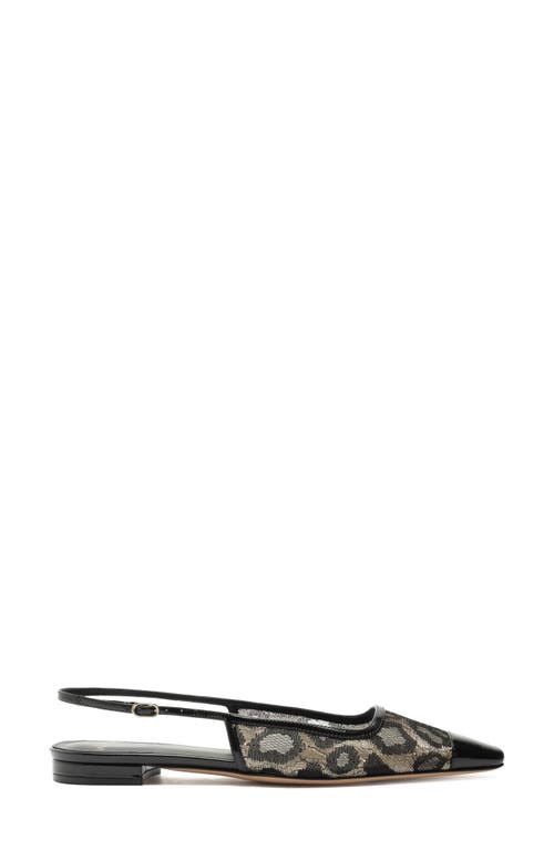 Alexandre Birman Olivia Cap Toe Lace Slingback Flat In Animal Print