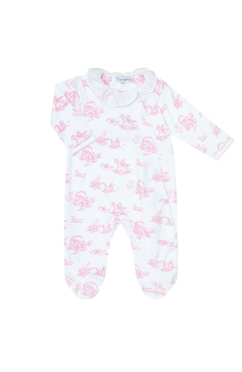 Nellapima Pink Toile Crossover Footie - Baby, Main, color, Pink