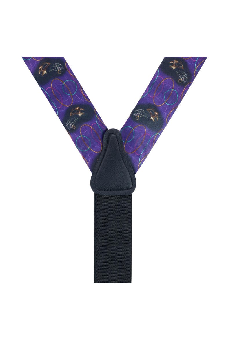 Mardi Gras Celebration Silk Button End Suspenders, Alternate, color, Purple