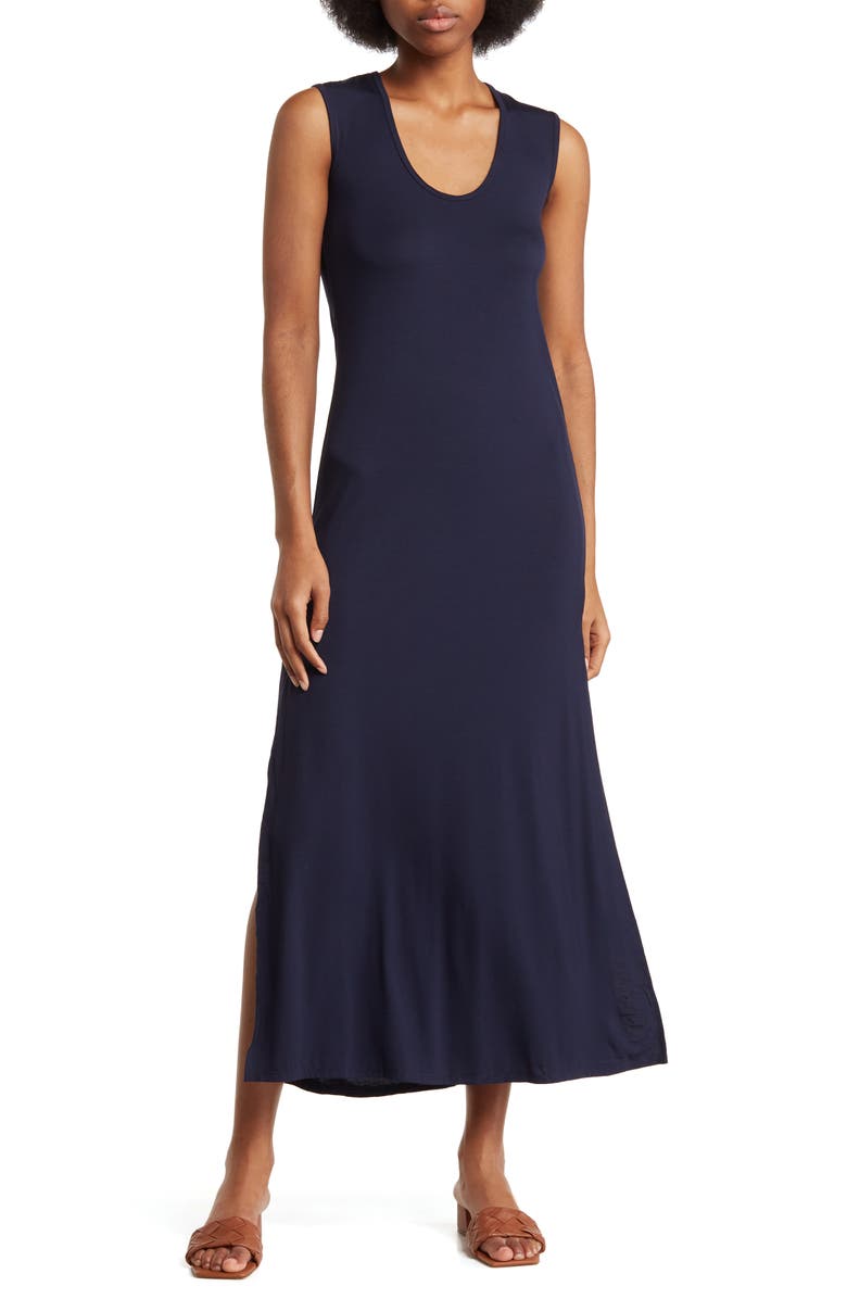 GO COUTURE V-Neck Maxi Dress, Main, color, Navy