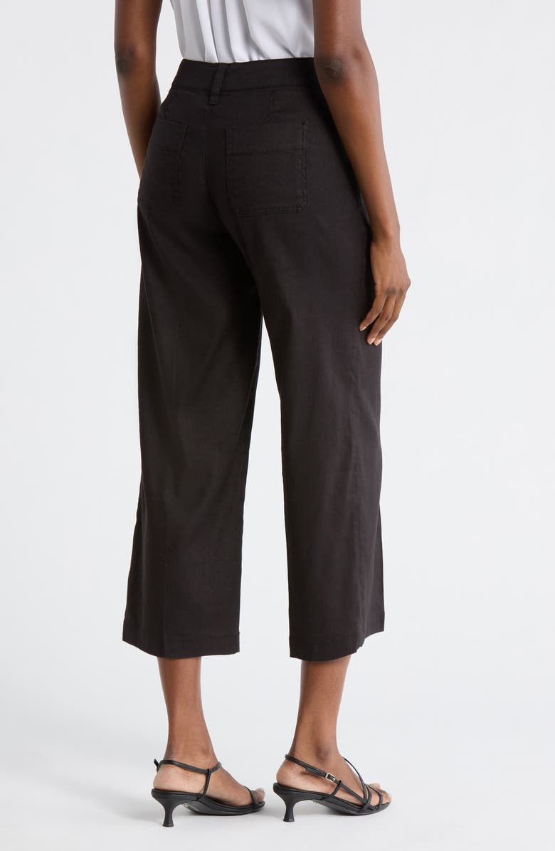 NYDJ Linen Blend Crop Wide Leg Pants, Alternate, color, Black