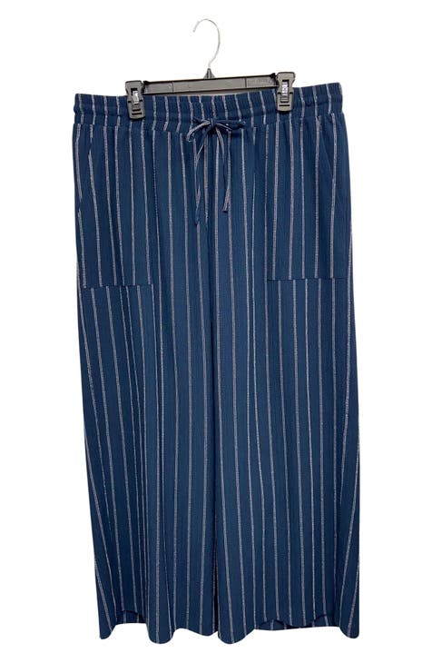 Pinstripe Wide Leg Pants (Plus)