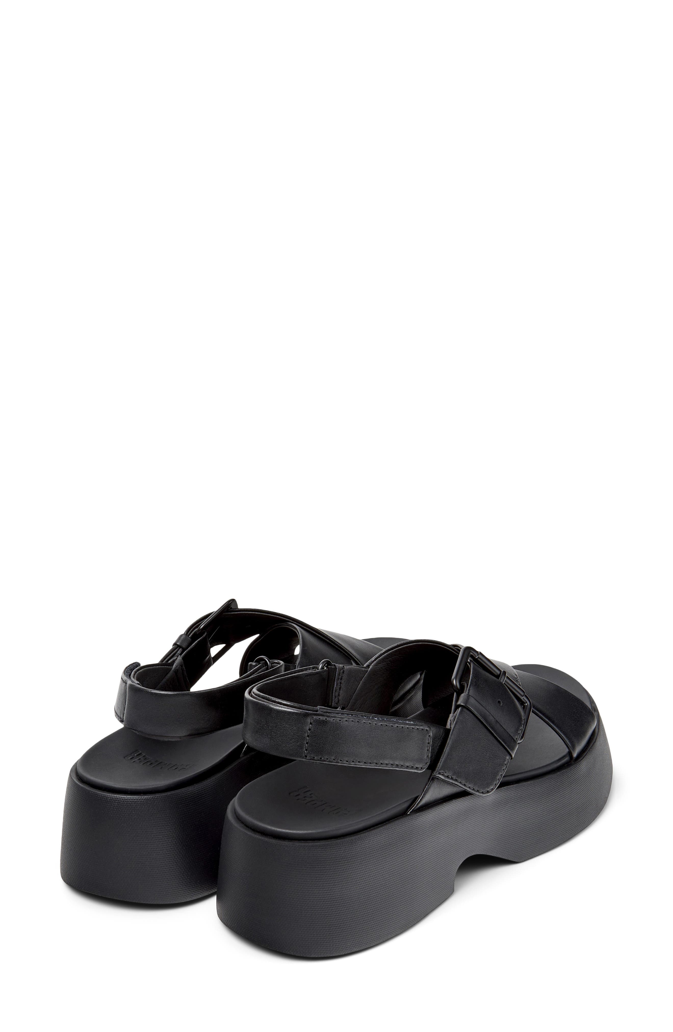 Camper Tasha X-Strap Platform Sandal, Alternate, color, Black