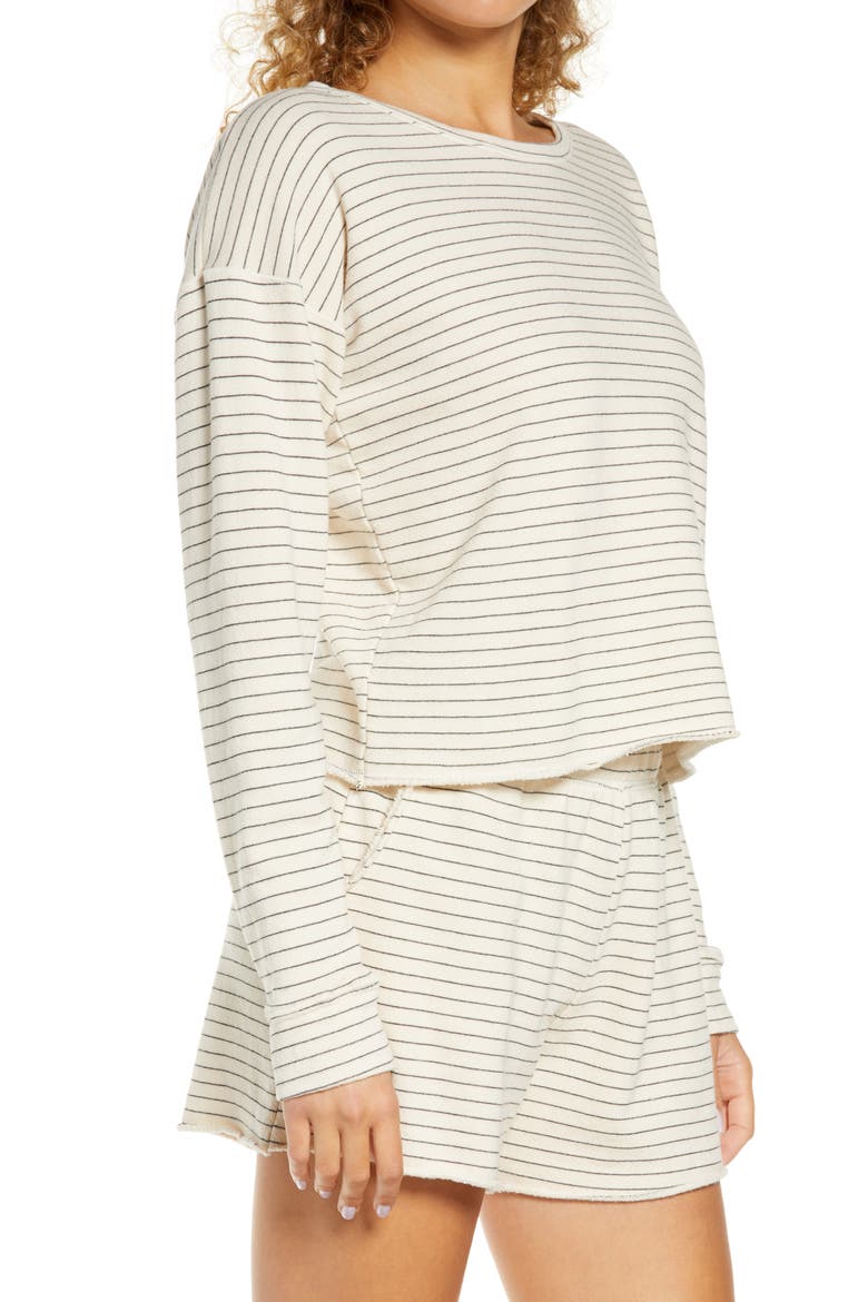 Yana Stripe Pullover, Alternate, color, PORCELAIN/ BLACK