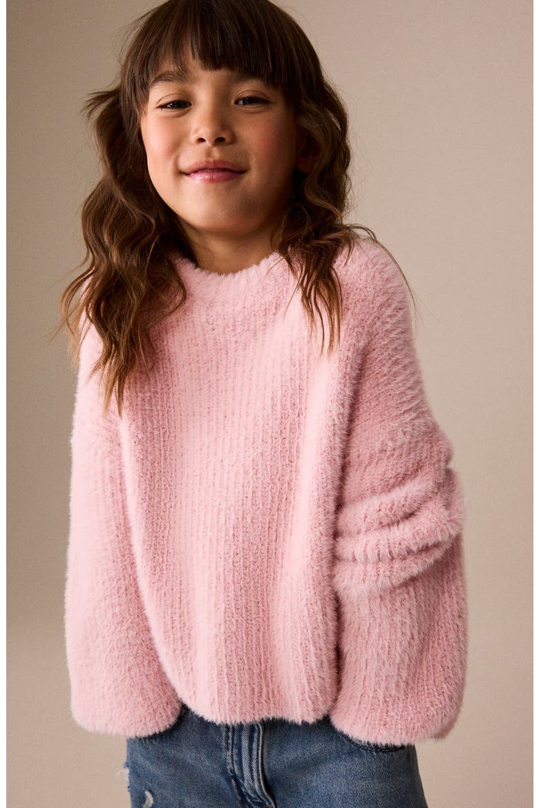Kids' Eyelash Knit Sweater, Alternate, color, PINK
