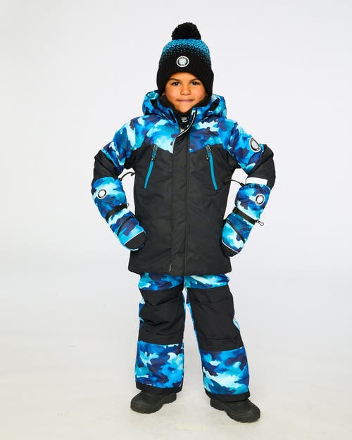 Deux Par Deux Boys Winter Mittens Teknik Camo In Blue