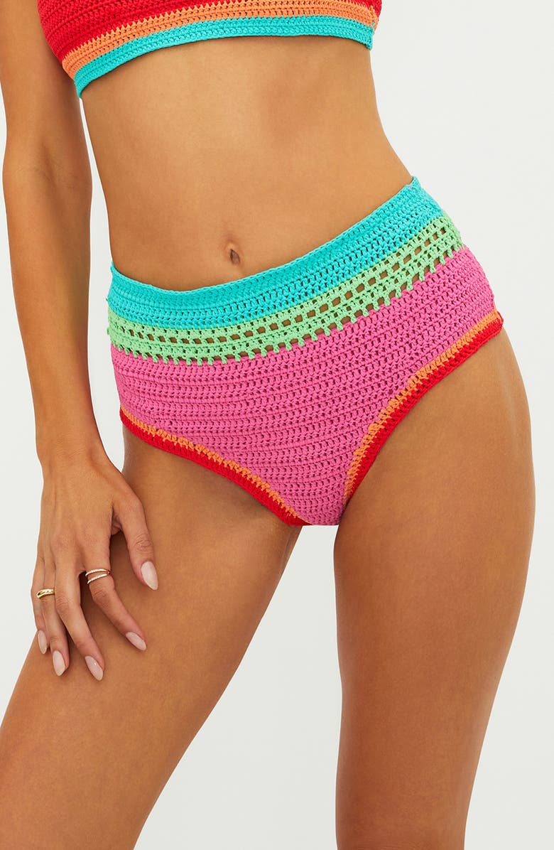 Beach Riot Karmen Crochet Bikini Bottoms, Main, color, Aqua Haze Crochet