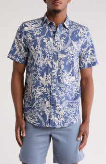 14th & Union Short Sleeve Linen & Cotton Button-Up Shirt