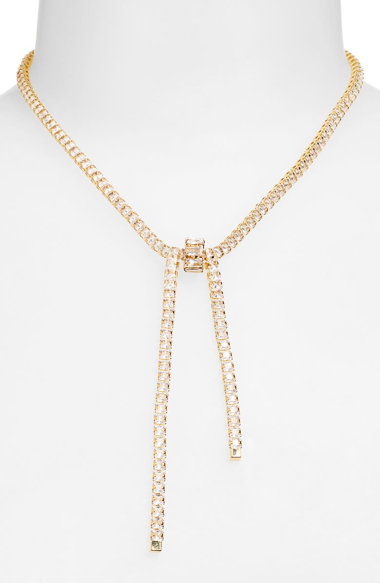 EYE CANDY LOS ANGELES Mia Cubic Zirconia Lariat Necklace, Alternate, color, Gold