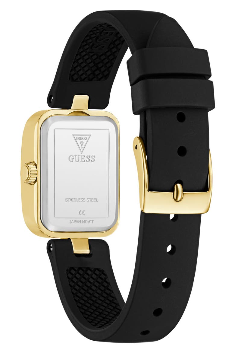 Isla Tank Silicone Strap Watch, 22mm, Alternate, color, BLACK