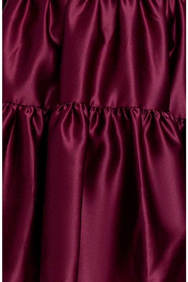 Satin Strapless Corset Tiered Cocktail Minidress, Alternate, color, WINE