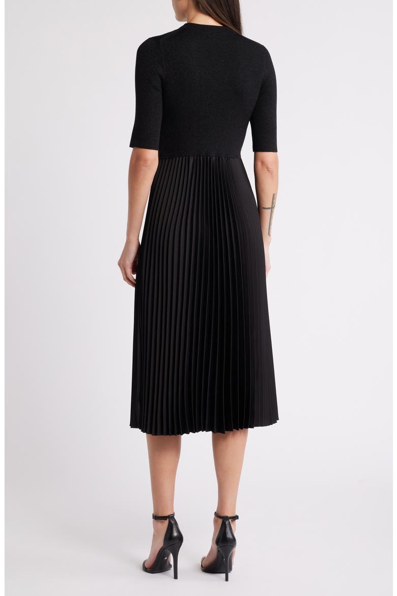 Fireanami Shimmer Sweater Dress with Plissé Skirt, Alternate, color, BLACK