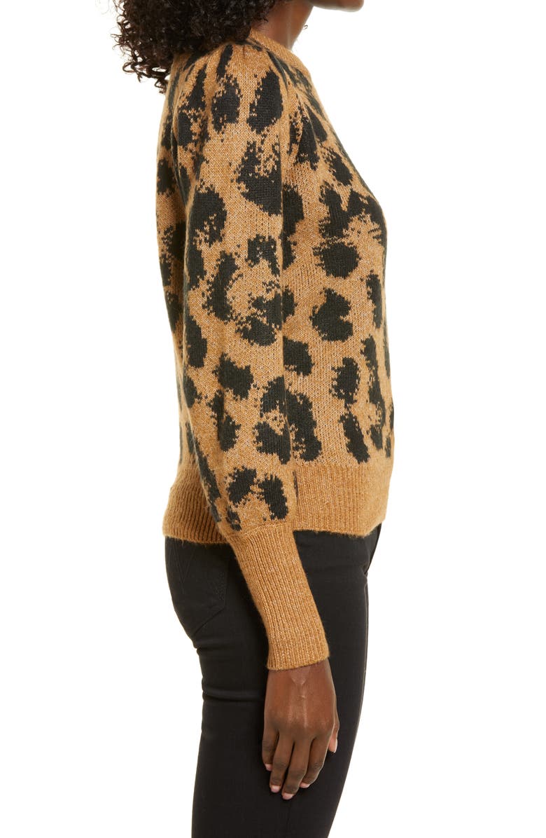 VERO MODA Tari Leopard Spot Jacquard Sweater, Alternate, color, 