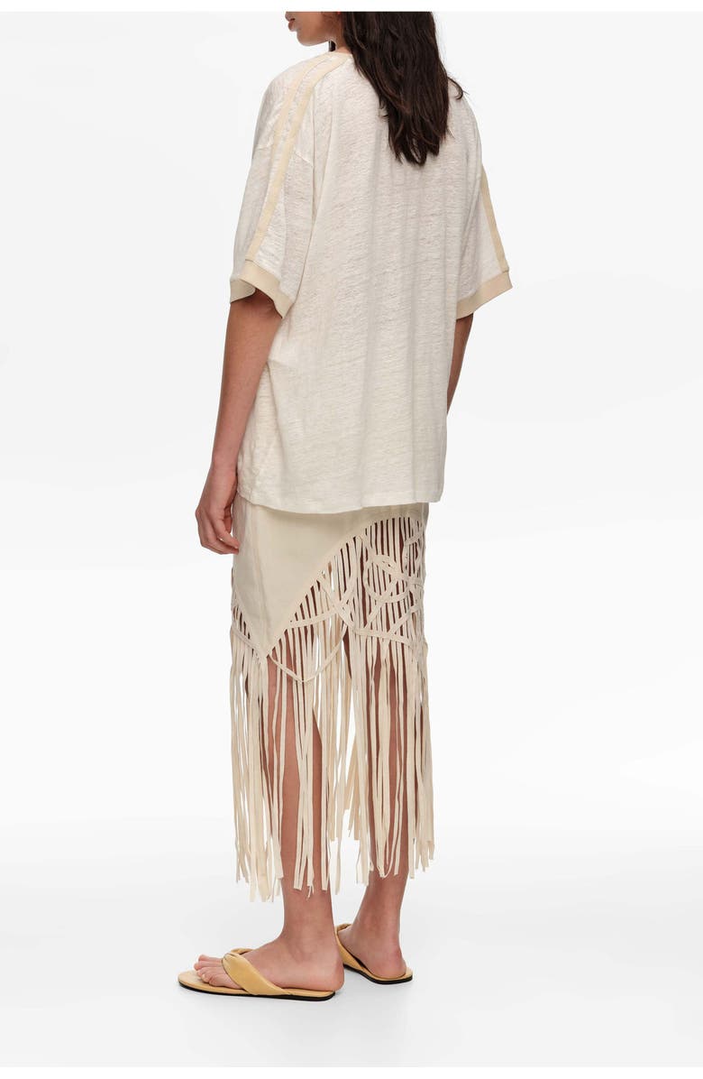 Bimba y Lola Irregular Fringed Linen Skirt, Alternate, color, Sand