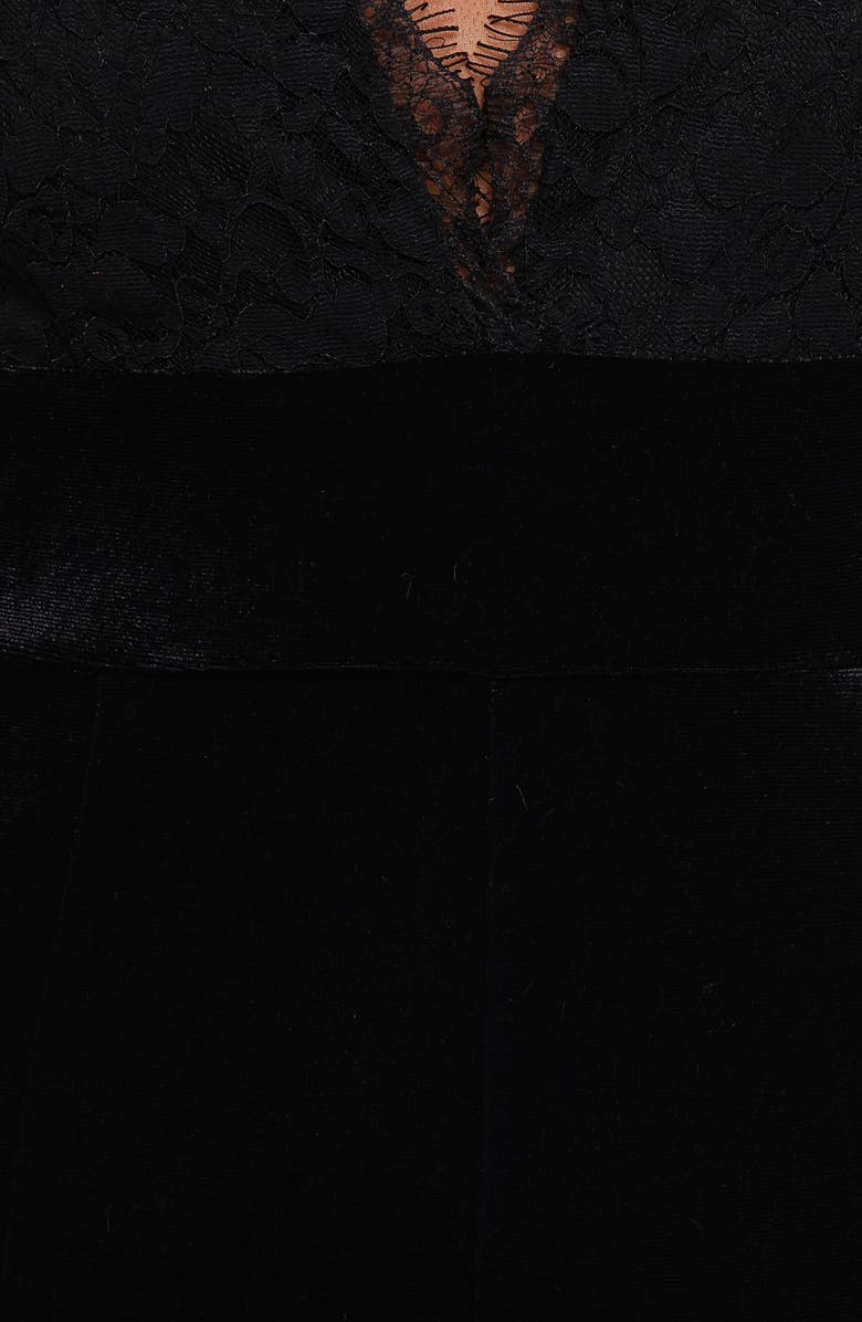 Petal & Pup Eloise Lace Trim Wide Leg Jumpsuit, Alternate, color, Black Velvet