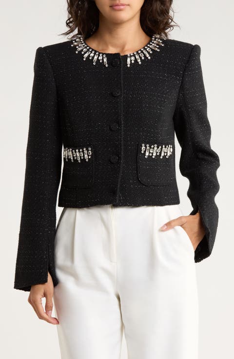 Randi Rhinestone Trim Bouclé Jacket