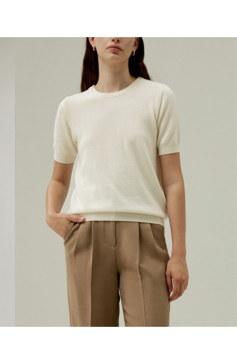 Lilysilk Crew Neck Basic Knit Top, Alternate, color, White