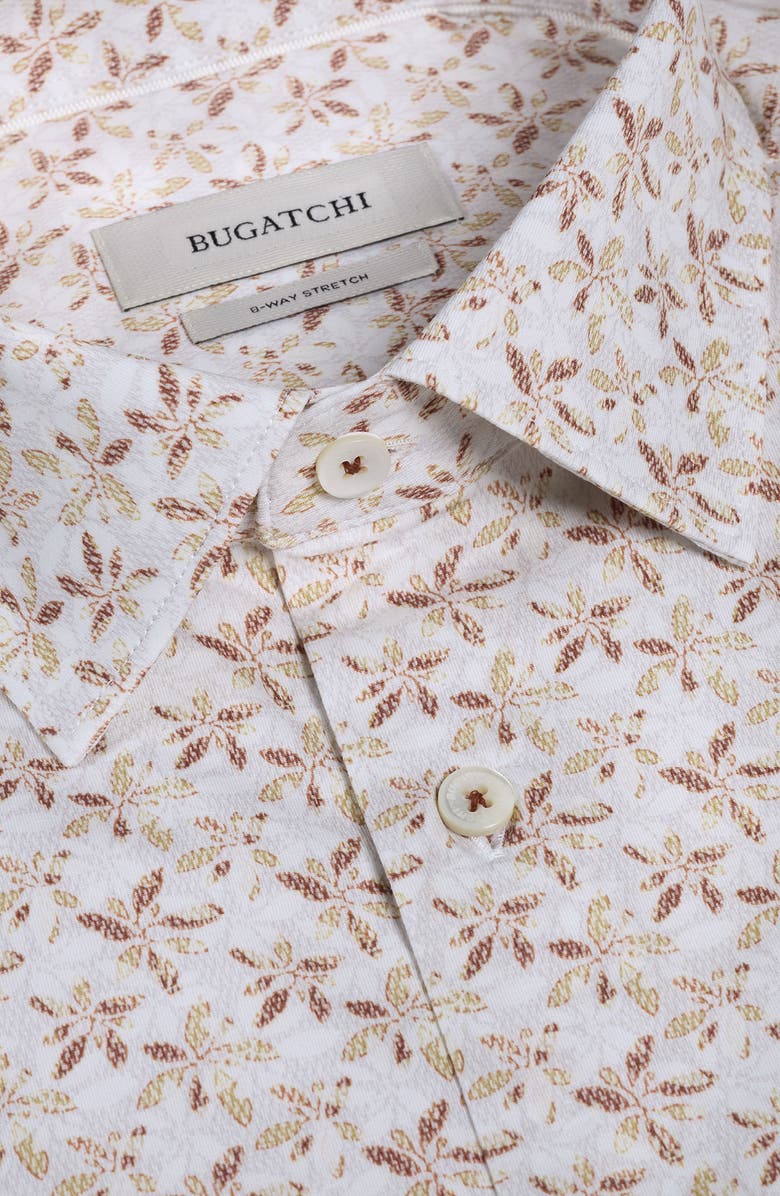 Bugatchi Milo OoohCotton<sup>®</sup> Floral Short Sleeve Button-Up Shirt, Alternate, color, Sienna
