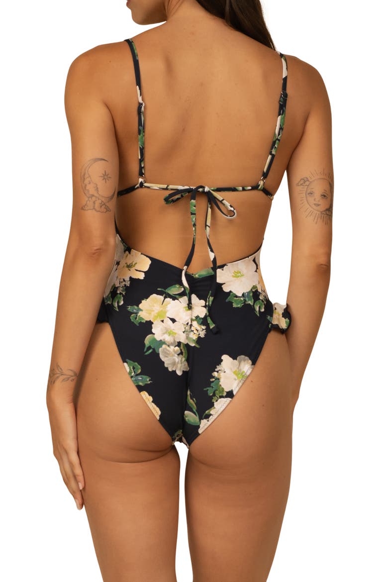 Devin Rosa Ruffle One-Piece Swimsuit, Alternate, color, LIZ FLORAL
