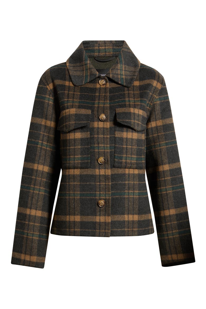 Plaid Button-Front Jacket, Alternate, color, GREEN PLAID/ GREEN