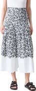 Akris punto Daisy Print Belted Cotton Midi Skirt
