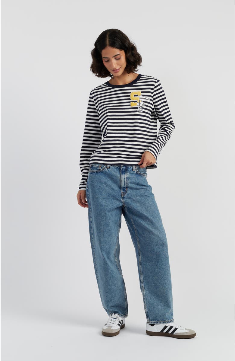 Chinti & Parker Snoopy Varsity Cotton Long Sleeve Tee, Alternate, color, Navy