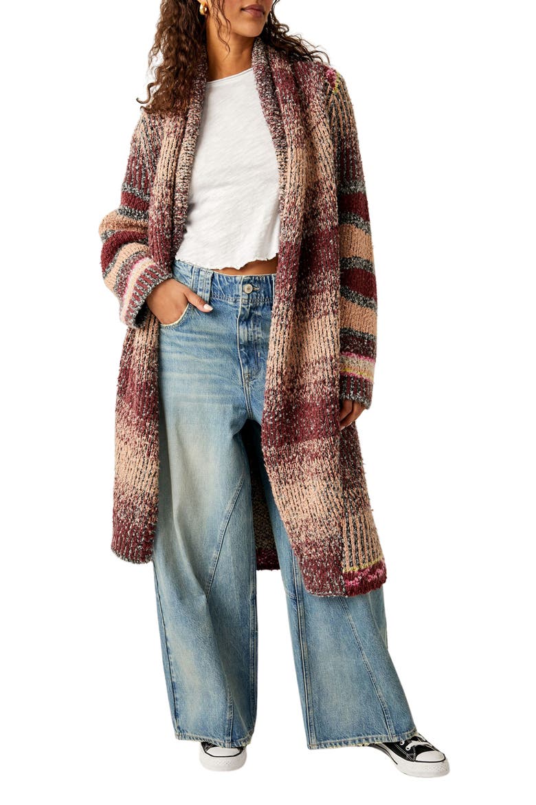 Found My BFF Stripe Longline Cardigan, Main, color, SUGAR AND SPICE COMO