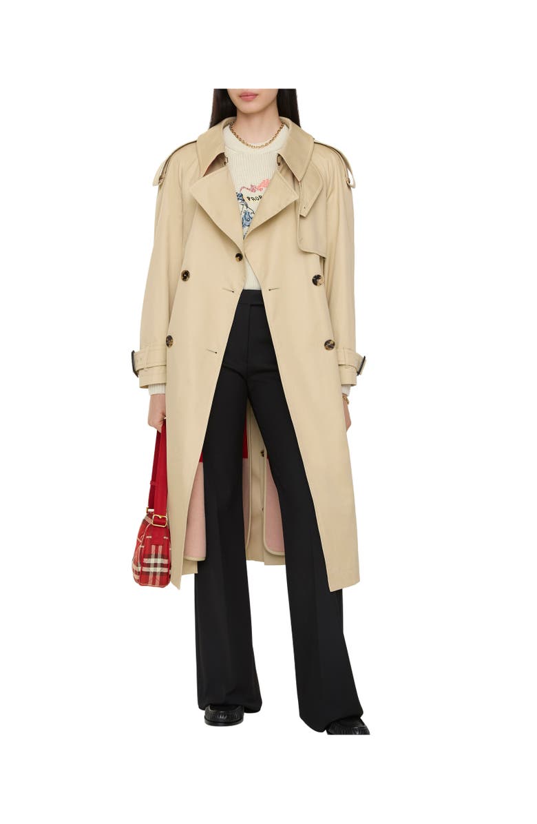 Burberry Long Gabardine Fitzrovia Trench Coat with Warmer, Alternate, color, Limestone Beige