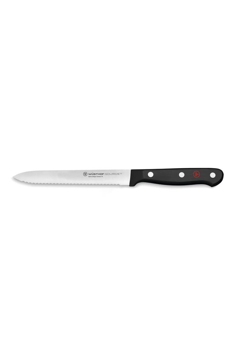 Gourmet 5-Inch Serrated Utility Knife, Main, color, BLACK